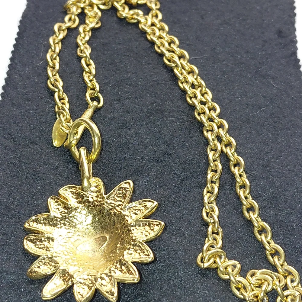 Chanel Vintage Gold Plated Leo Lion Sun CC Medallion Pendant Necklace